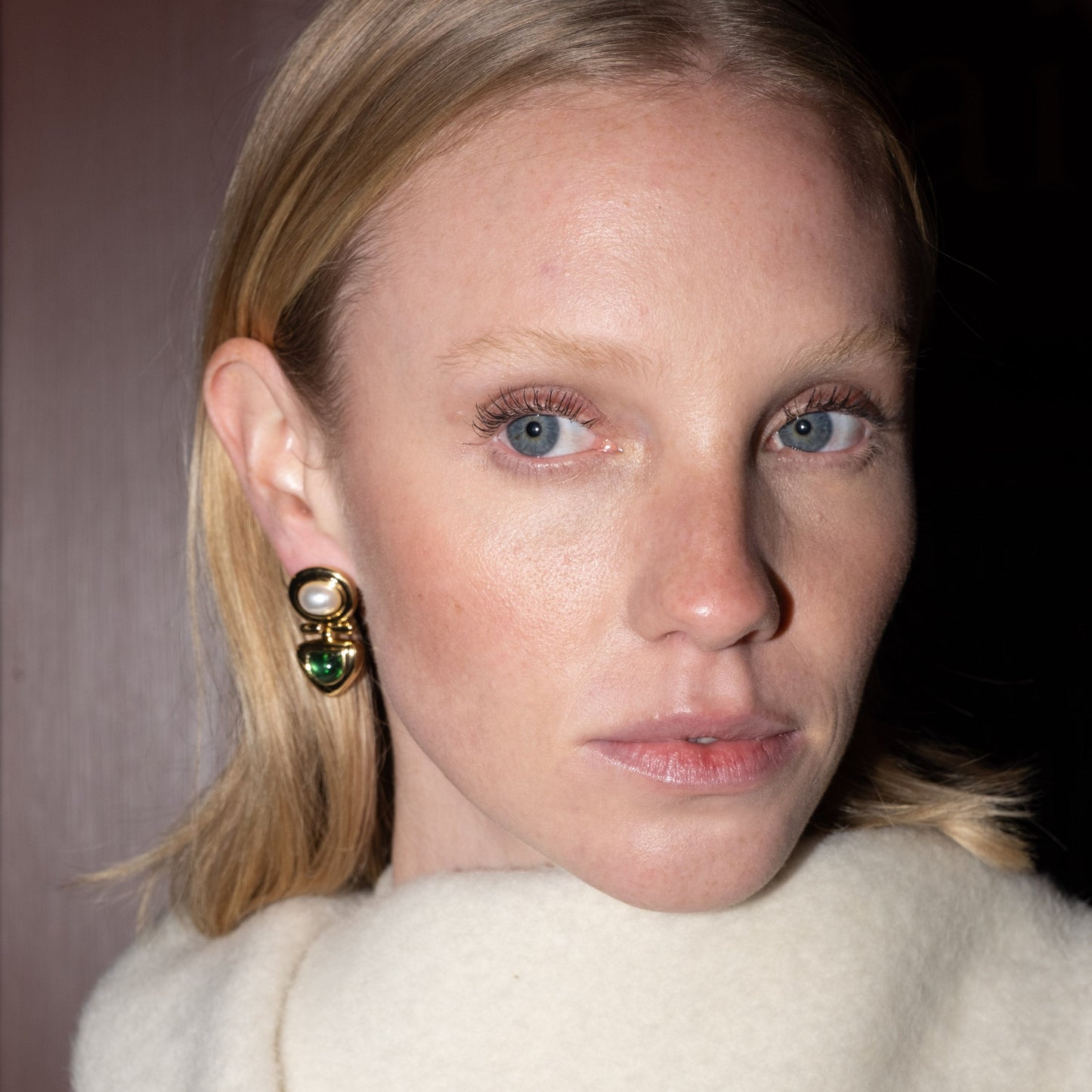 The Townhouse Earrings in Emerald and Pearl