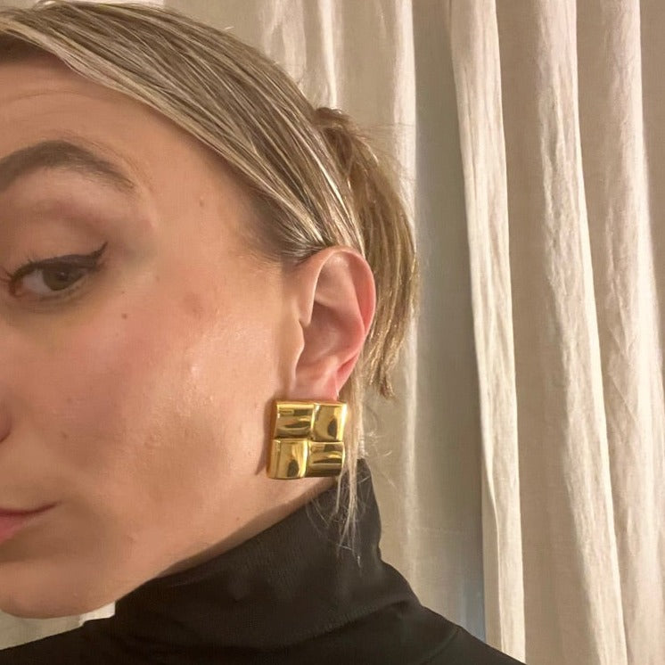 The Mondrian Earrings in Yellow Gold