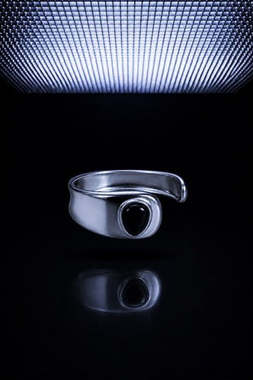 The Noir Cuff by Mercer Street in 18k white gold plated brass with black onyx — view 1