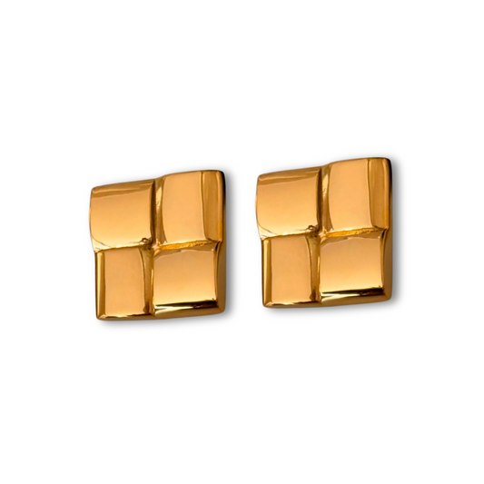 The Mondrian Earrings in Yellow Gold