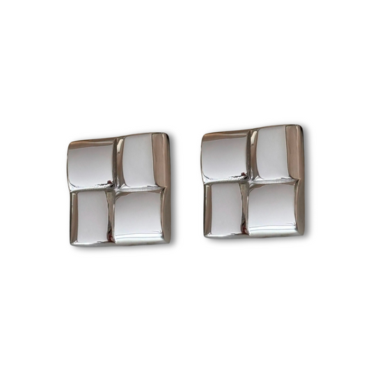 The Mondrian Earrings in White Gold