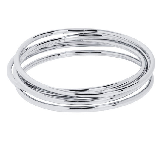 The Mercer Street Bangle Stack in Silver – Set of 5